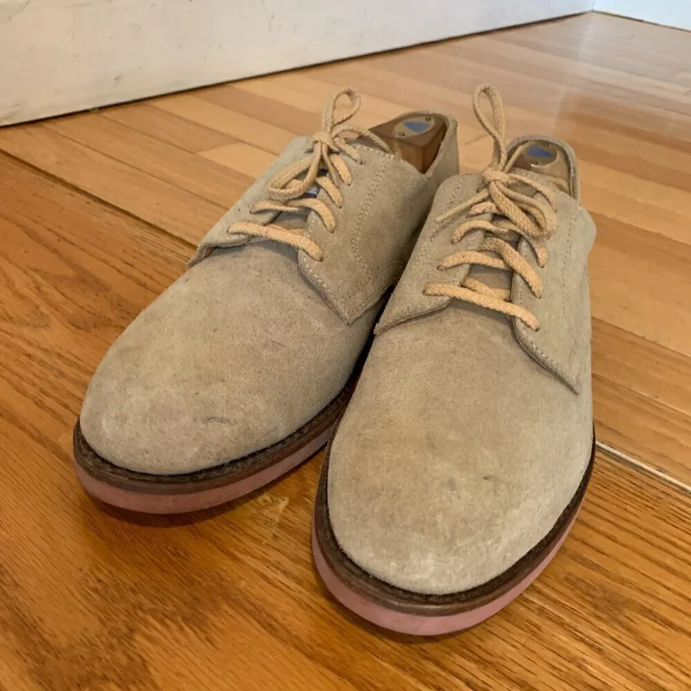 Vintage L.L. Bean  Derby Shoes Men's Size 11 M Tan Suede Leather Oxfords USA